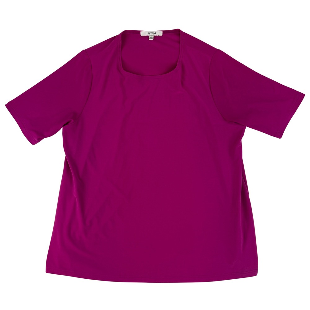 Sympli Go-To T-Shirt‎ Relaxed Fit Women 14 Magenta Pink Short Sleeve Jersey Top